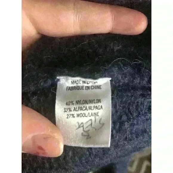 Theory Womens Size S/P Blue Chunky Knit Sweater Wool Blend Twist Front - Picture 5 of 5